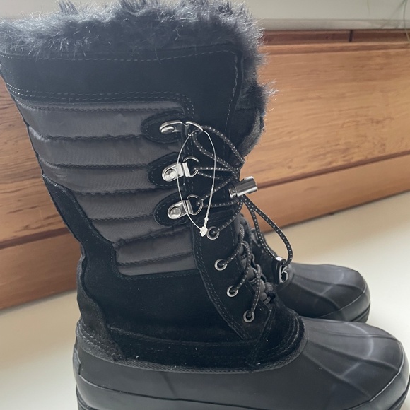Brand New LANDS END WOMRN’S BLACK LEATHER WINTER BOOTS w Side Zip - Picture 4 of 7